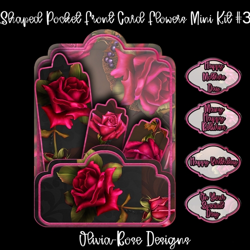 Shaped Pocket Front Card Flowers Mini Kit #3