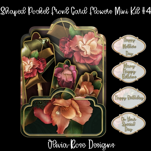 Shaped Pocket Front Card Flowers Mini Kit #4