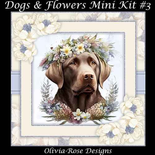 Dogs & Flowers Mini Kit#3 **INCLUDES CARD FRONT WITH NO CORNER FLOWERS**