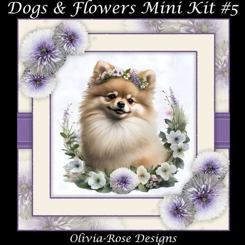 Dogs & Flowers Mini Kit#5 **INCLUDES CARD FRONT WITH NO CORNER FLOWERS**