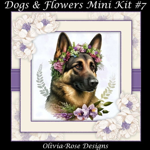 Dogs & Flowers Mini Kit #7 **INCLUDES CARD FRONT WITH NO CORNER FLOWERS**