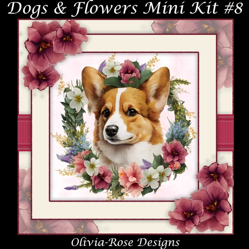 Dogs & Flowers Mini Kit #8 **INCLUDES CARD FRONT WITH NO CORNER FLOWERS**