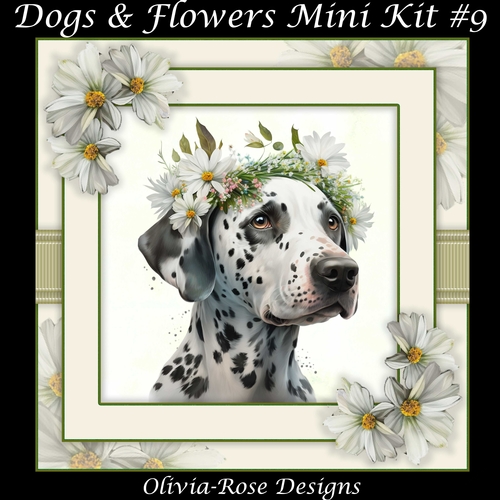 Dogs & Flowers Mini Kit #9 **INCLUDES CARD FRONT WITH NO CORNER FLOWERS**