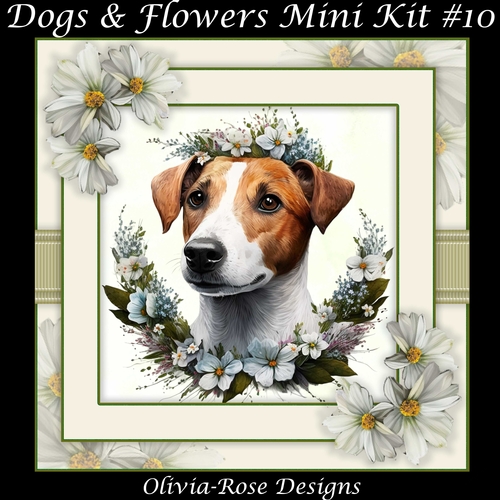 Dogs & Flowers Mini Kit #10 **INCLUDES CARD FRONT WITH NO CORNER FLOWERS**