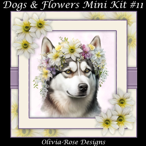 Dogs & Flowers Mini Kit #11 **INCLUDES CARD FRONT WITH NO CORNER FLOWERS**
