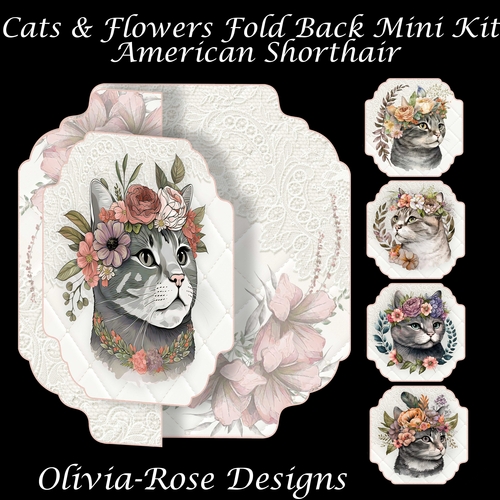 Cats & Flowers Fold Back Mini Kit  American Shorthair    