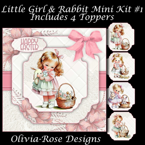 Little Girl & Rabbit Mini Kit #1   **Includes 4 Toppers**