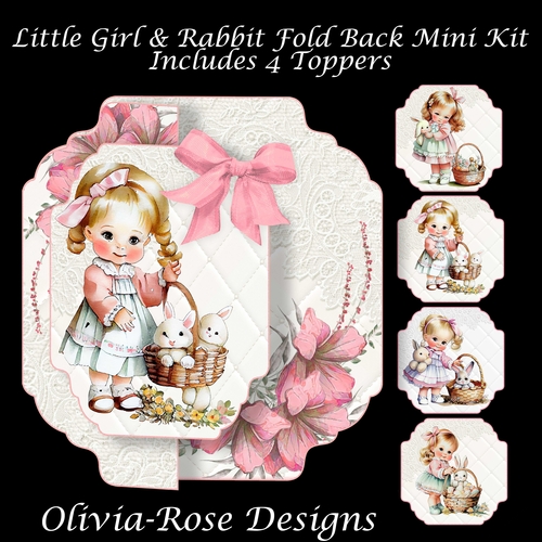 Little Girl & Rabbit Fold Back Kit   **Includes 4 Toppers**