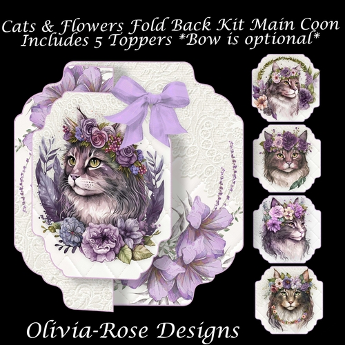  Cats & Flowers Fold Back Kit Main Coon     