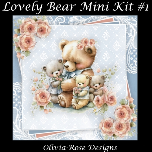 Lovely Bear Mini Kit #1 **Includes card front with no flowers**   