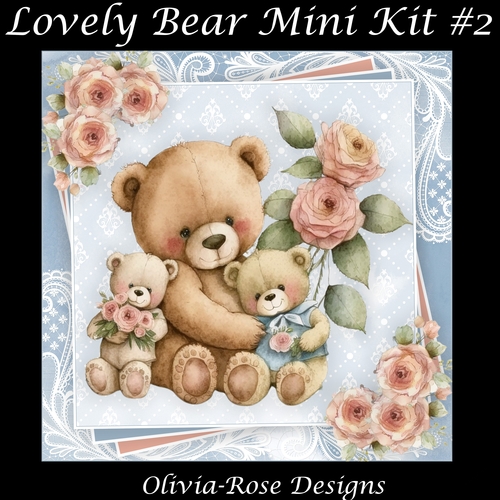 Lovely Bear Mini Kit #2 **Includes card front with no flowers**   