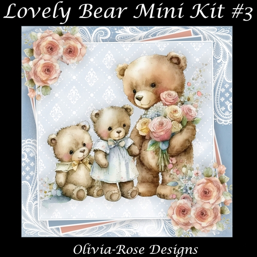 Lovely Bear Mini Kit #3 **Includes card front with no flowers**   