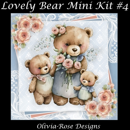 Lovely Bear Mini Kit #4 **Includes card front with no flowers**   