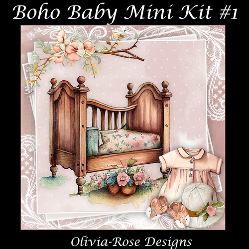 Boho Baby Mini Kit #1 **Includes card front with no flowers or clothes**   