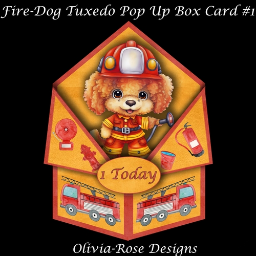 Fire-Dog Tuxedo Pop-Up Card #1