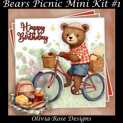 Bears Picnic Mini Kit #1   **Includes card front with no text or decoupage**  