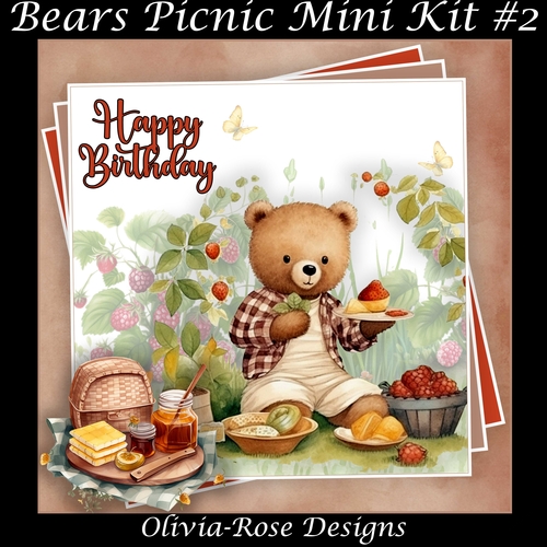 Bears Picnic Mini Kit #2   **Includes card front with no text or decoupage**  