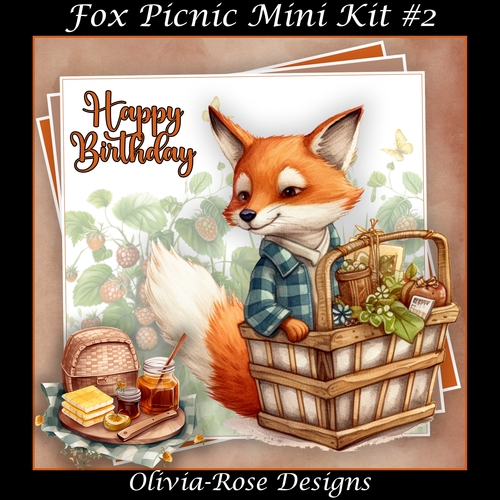 Fox Picnic Mini Kit #2   **Includes card front with no text or decoupage**  