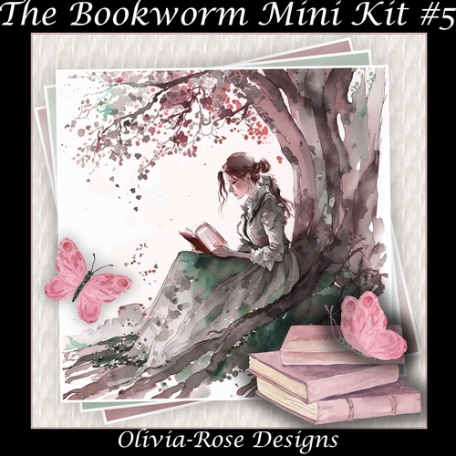 The Bookworm Mini Kit #5  **Includes card front with no decoupage**  