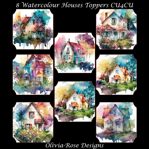 8 Watercolour House Toppers   