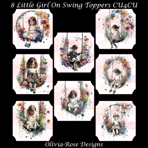 8 Little Girl On Swing Toppers   