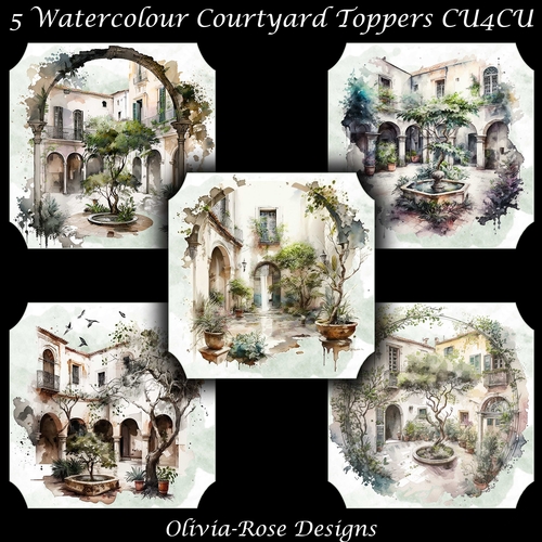 5 Watercolour Courtyard Toppers   
