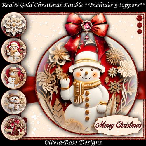 Red & Gold Christmas Bauble Mini Kit    7X7