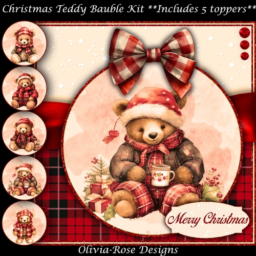 Christmas Teddy Bauble Mini Kit    7X7