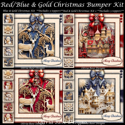 Red/Blue & Gold Christmas Bumper Kit     7X7