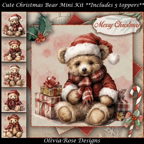 Cute Christmas Bear Mini Kit    7X7