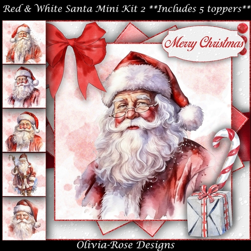  Red & White Santa  Mini Kit 2    7X7