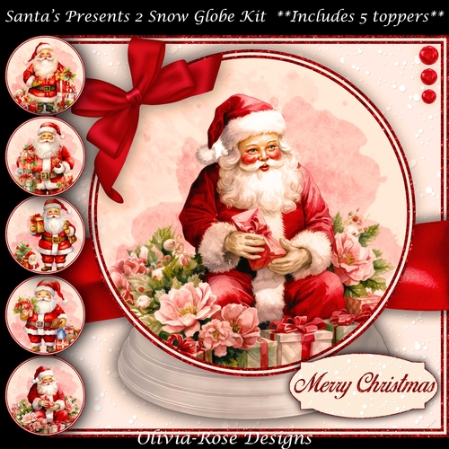 Santas Presents Snow Globe Mini Kit 2    7X7