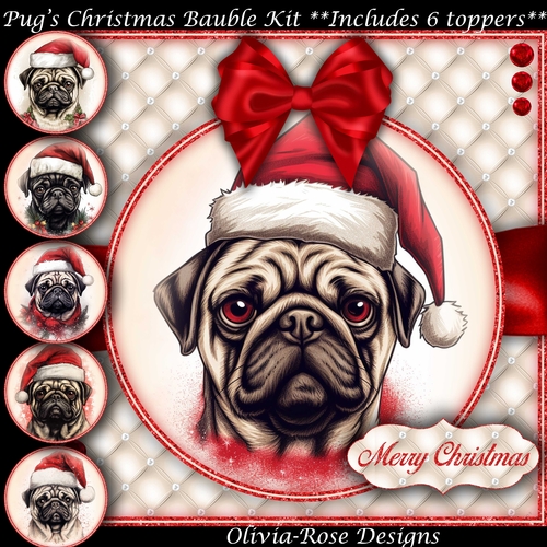 Pugs Christmas Bauble Mini Kit    7X7