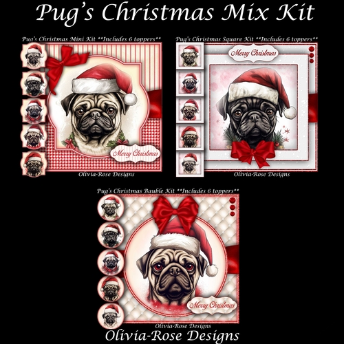 Pugs Christmas Mix  Kit    7X7
