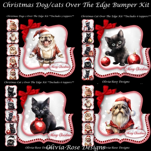 Christmas Dog/Cats Over The Edge Bumper Kit  **Includes 22 toppers**  7X7