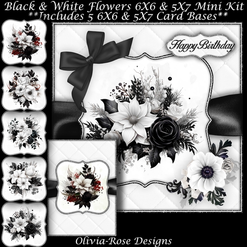 Black & White Flowers Mini Kit 