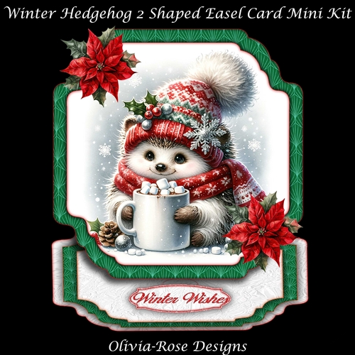 Winter Hedgehog 2 Shaped Easel Card Mini Kit