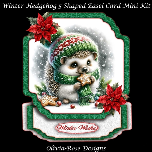 Winter Hedgehog 5 Shaped Easel Card Mini Kit