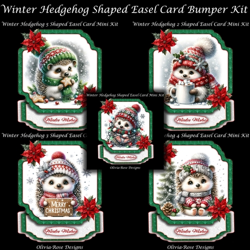 Winter Hedgehog  Shaped Easel Card Bumper Kit