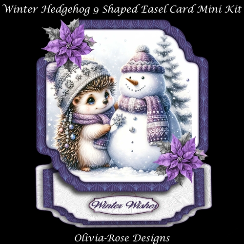 Winter Hedgehog 9 Shaped Easel Card Mini Kit