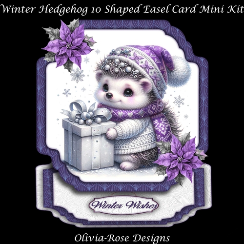 Winter Hedgehog 10 Shaped Easel Card Mini Kit