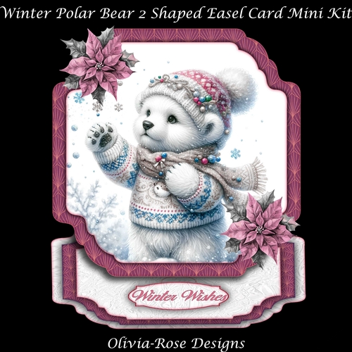 Winter Polar Bear 2 Shaped Easel Card Mini Kit