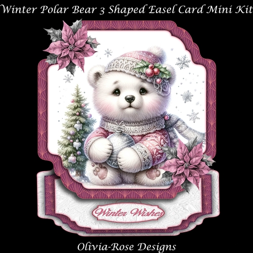 Winter Polar Bear 3 Shaped Easel Card Mini Kit