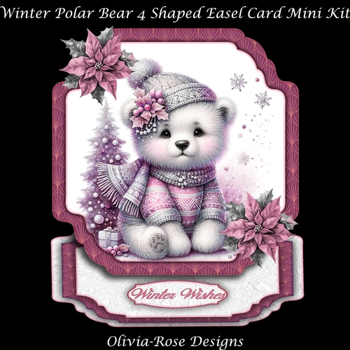 Winter Polar Bear 4 Shaped Easel Card Mini Kit