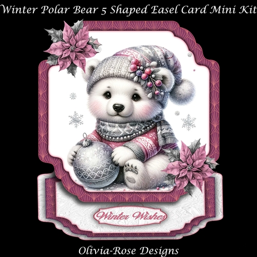 Winter Polar Bear 5 Shaped Easel Card Mini Kit