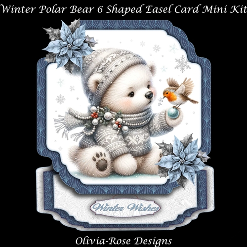 Winter Polar Bear 6 Shaped Easel Card Mini Kit