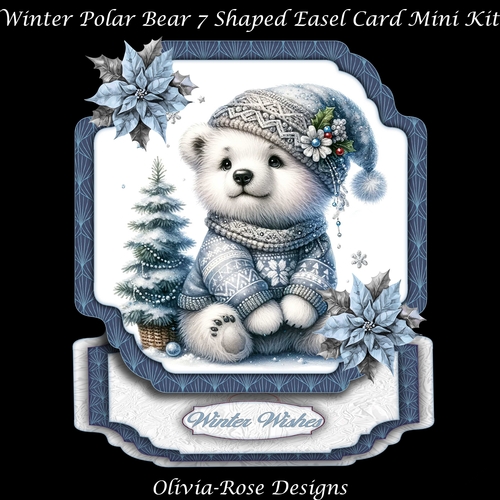 Winter Polar Bear 7 Shaped Easel Card Mini Kit