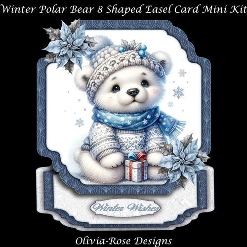 Winter Polar Bear 8 Shaped Easel Card Mini Kit