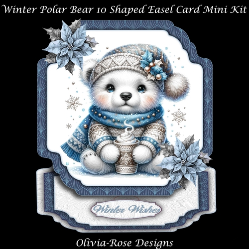 Winter Polar Bear 10 Shaped Easel Card Mini Kit