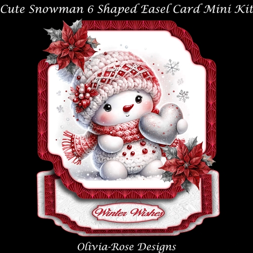 Cute Snowman 6 Shaped Easel Card Mini Kit